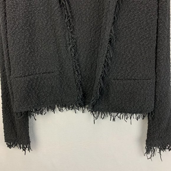 **SOLD**Iro Jacket Womens 40 US 8 Black Open Front Boucle Shavani Fringe Short - Picture 3 of 15